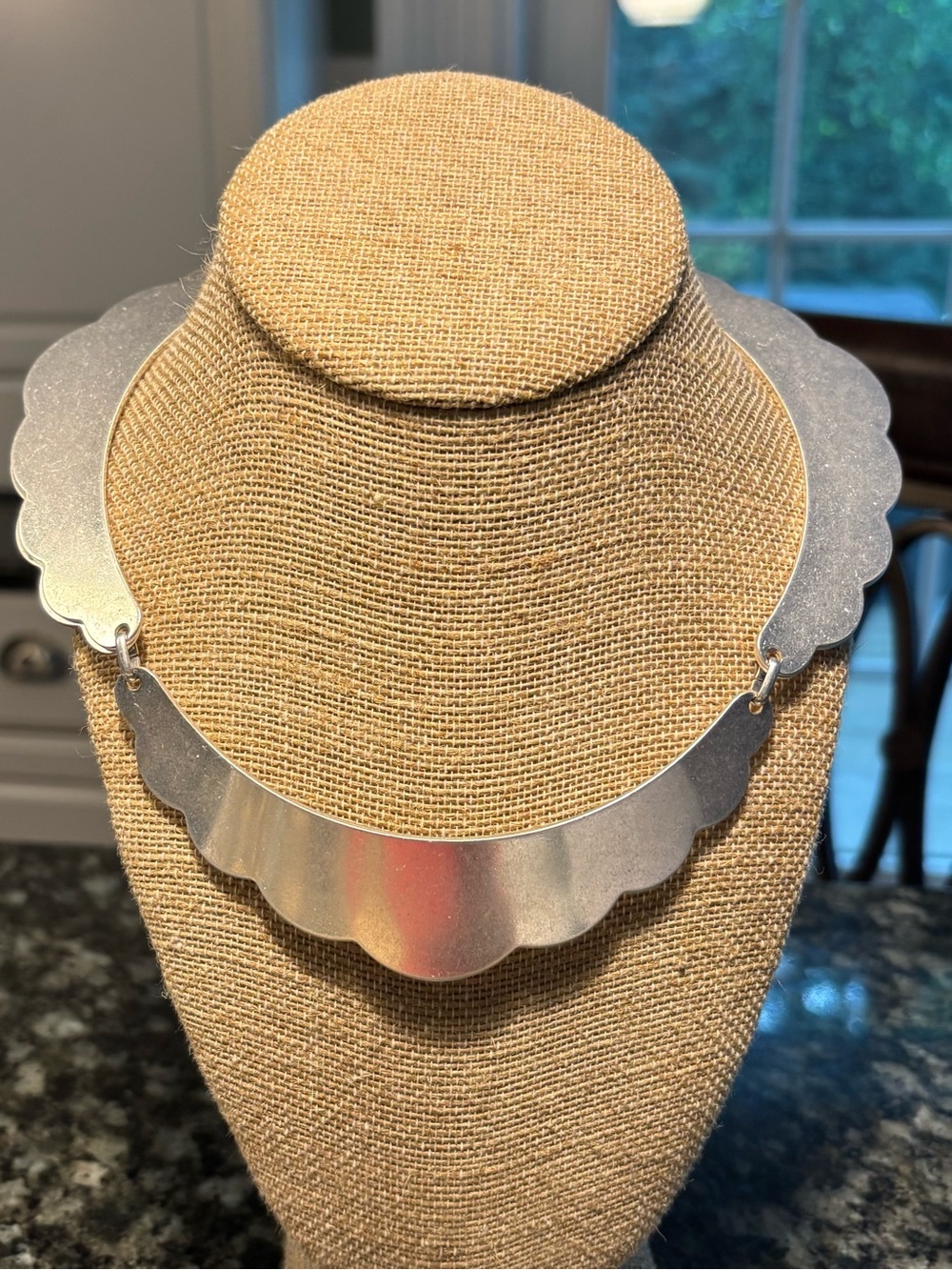 Park Lane Matte Silver Scalloped Collar Necklace